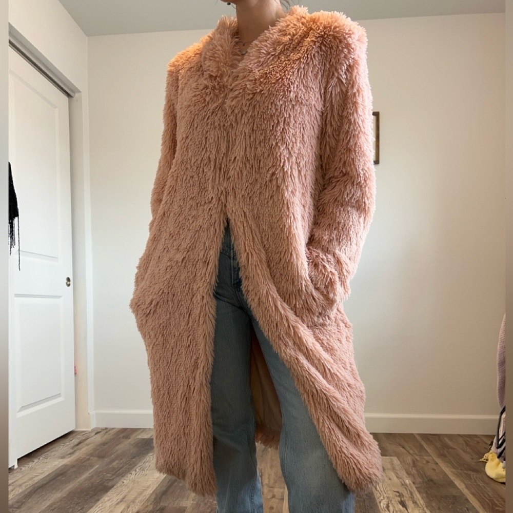 Angie Pink Faux Fur Coat